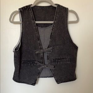 Tie Front Denim Vest